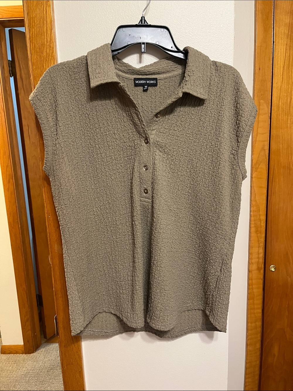 Modern Works Cap sleeve Blouse in Olive